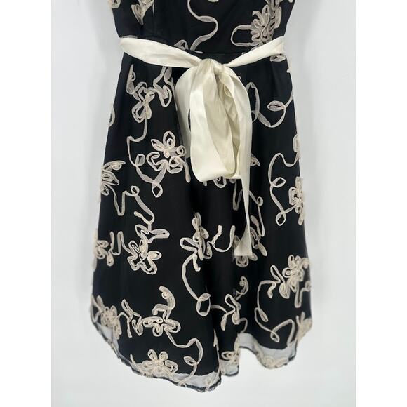 Masquerade Dress Black Cream Y2K Formal Prom Party Cocktail Ribbon Belt Size 7/8 - Picture 2 of 7